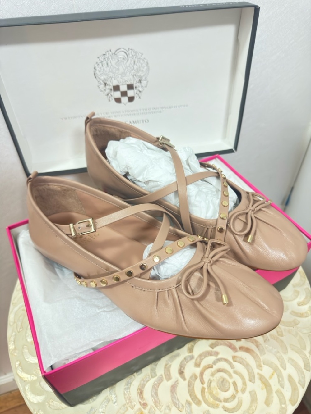 Vince Camuto Women's Nude Studded Flats
